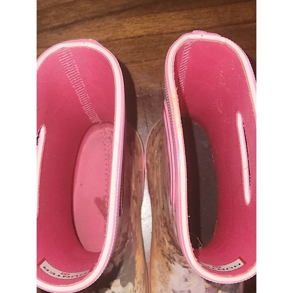 Hunter For Target Girls Hot Pink Speckled Rubber Rain Boots SIZE 1 Big Kids